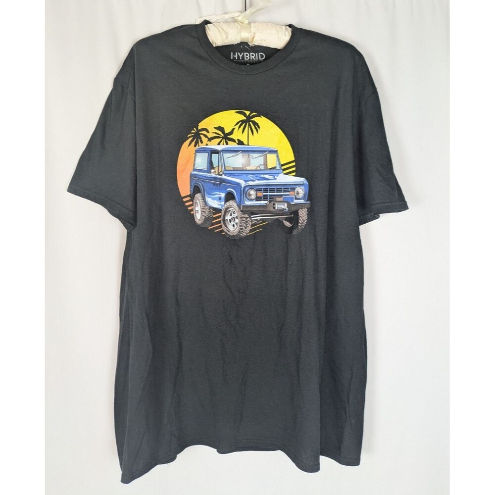 Hybrid Men's Ford Bronco Sunset Graphic T-Shirt Black XL NWT Vintage Americana